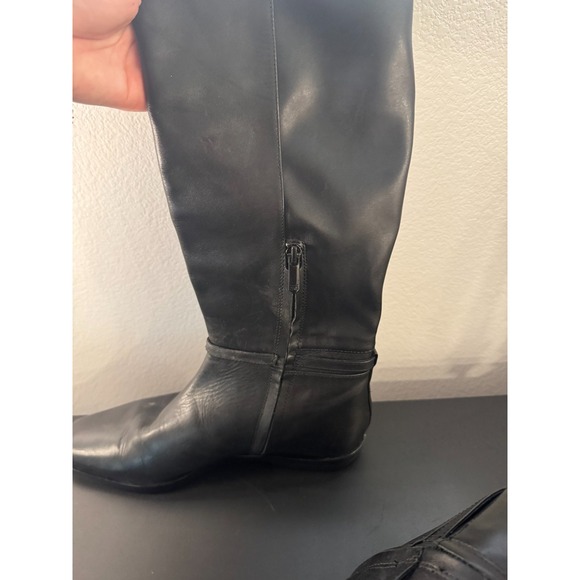 Sam Edelman Clive Womens US 8.5 Riding Boot Black Leather Square Toe Side Zip - Picture 9 of 11